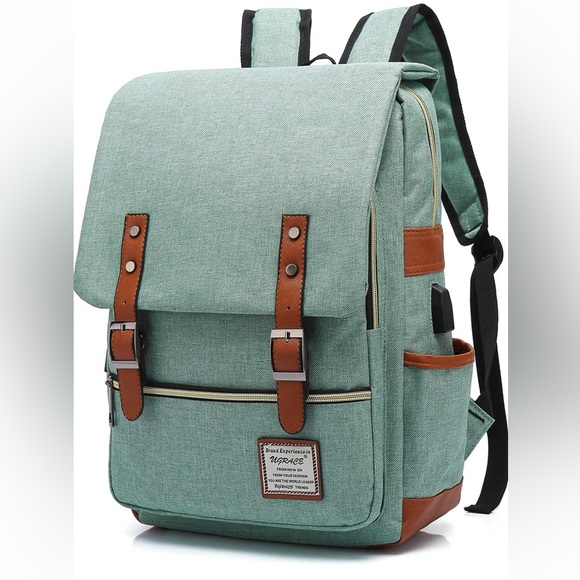 Amazon Handbags - Vintage Laptop Backpack with USB Charging Port, Traveling College Backpack